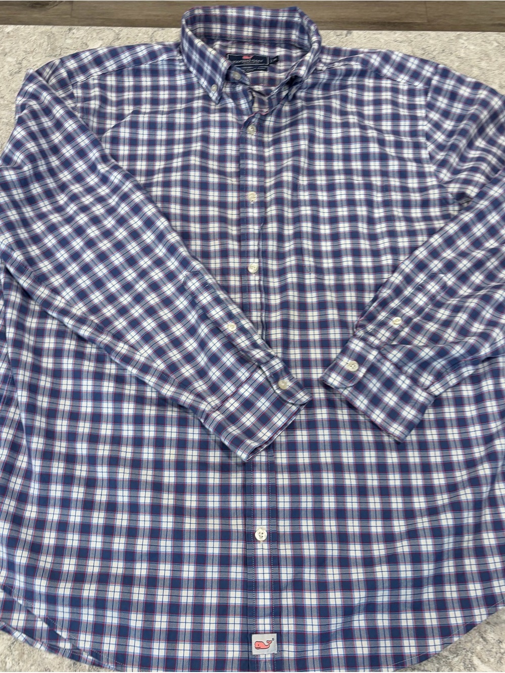 Vineyard Vines Blue Plaid Murray Button-Down Shirt-XL